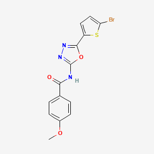 molecular formula C14H10BrN3O3S B2861248 N-[5-(5-bromothiophen-2-yl)-1,3,4-oxadiazol-2-yl]-4-methoxybenzamide CAS No. 1021070-79-0
