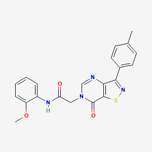 molecular formula C21H18N4O3S B2861269 N-(2-methoxyphenyl)-2-[3-(4-methylphenyl)-7-oxo-6H,7H-[1,2]thiazolo[4,5-d]pyrimidin-6-yl]acetamide CAS No. 1112395-65-9