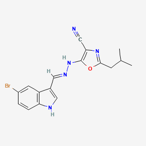 (E)-5-(2-((5-bromo-1H-indol-3-yl)methylene)hydrazinyl)-2-isobutyloxazole-4-carbonitrile