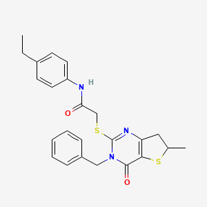 molecular formula C24H25N3O2S2 B2861311 2-((3-benzyl-6-methyl-4-oxo-3,4,6,7-tetrahydrothieno[3,2-d]pyrimidin-2-yl)thio)-N-(4-ethylphenyl)acetamide CAS No. 689263-03-4