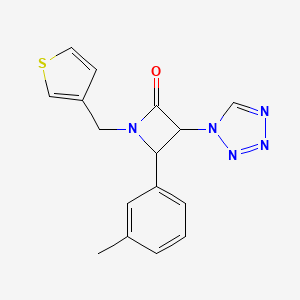 molecular formula C16H15N5OS B2861315 4-(3-Methylphenyl)-3-(tetrazol-1-yl)-1-(thiophen-3-ylmethyl)azetidin-2-one CAS No. 1241316-89-1