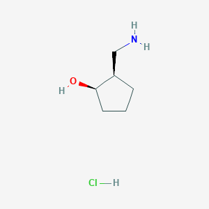 molecular formula C6H14ClNO B2861318 (1R,2R)-2-(Aminomethyl)cyclopentan-1-ol;hydrochloride CAS No. 2260918-00-9