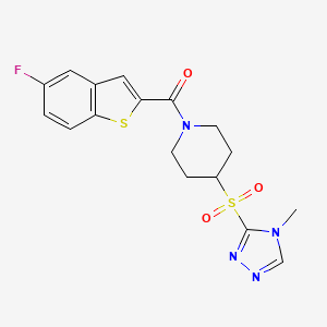 molecular formula C17H17FN4O3S2 B2861320 (5-氟苯并[b]噻吩-2-基)(4-((4-甲基-4H-1,2,4-三唑-3-基)磺酰基)哌啶-1-基)甲酮 CAS No. 1448136-22-8