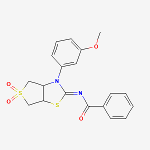 molecular formula C19H18N2O4S2 B2861327 (Z)-N-(3-(3-methoxyphenyl)-5,5-dioxidotetrahydrothieno[3,4-d]thiazol-2(3H)-ylidene)benzamide CAS No. 620543-73-9