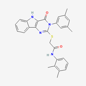 molecular formula C28H26N4O2S B2861336 N-(2,3-dimethylphenyl)-2-((3-(3,5-dimethylphenyl)-4-oxo-4,5-dihydro-3H-pyrimido[5,4-b]indol-2-yl)thio)acetamide CAS No. 536705-53-0
