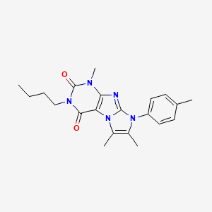molecular formula C21H25N5O2 B2861337 3-butyl-1,6,7-trimethyl-8-(p-tolyl)-1H-imidazo[2,1-f]purine-2,4(3H,8H)-dione CAS No. 877644-62-7