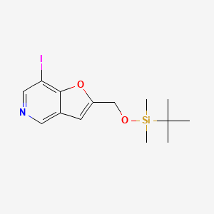 molecular formula C14H20INO2Si B2861339 2-(((tert-Butyldimethylsilyl)oxy)methyl)-7-iodofuro[3,2-c]pyridine CAS No. 1956364-46-7