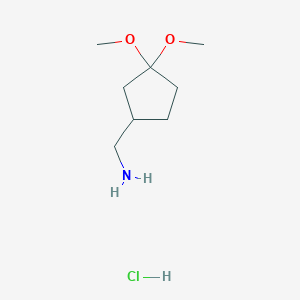 molecular formula C8H18ClNO2 B2861343 (3,3-Dimethoxycyclopentyl)methanamine;hydrochloride CAS No. 2253640-95-6
