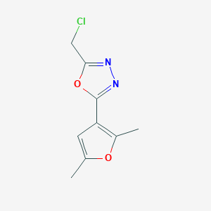 molecular formula C9H9ClN2O2 B2861350 2-(Chloromethyl)-5-(2,5-dimethylfuran-3-yl)-1,3,4-oxadiazole CAS No. 796106-49-5
