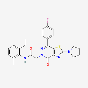 molecular formula C26H26FN5O2S B2861355 N-(2-ethyl-6-methylphenyl)-2-(7-(4-fluorophenyl)-4-oxo-2-(pyrrolidin-1-yl)thiazolo[4,5-d]pyridazin-5(4H)-yl)acetamide CAS No. 1170049-08-7