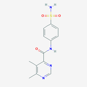 molecular formula C13H14N4O3S B2861357 5,6-Dimethyl-N-(4-sulfamoylphenyl)pyrimidine-4-carboxamide CAS No. 2380146-11-0