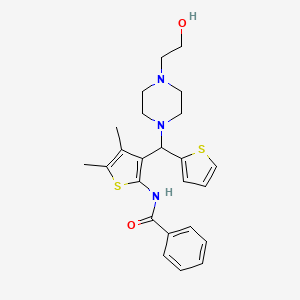 molecular formula C24H29N3O2S2 B2861358 N-[3-[[4-(2-hydroxyethyl)piperazin-1-yl]-thiophen-2-ylmethyl]-4,5-dimethylthiophen-2-yl]benzamide CAS No. 631860-91-8