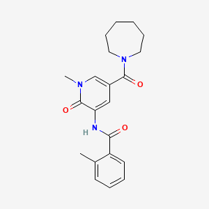 molecular formula C21H25N3O3 B2861369 N-(5-(azepane-1-carbonyl)-1-methyl-2-oxo-1,2-dihydropyridin-3-yl)-2-methylbenzamide CAS No. 1203208-45-0