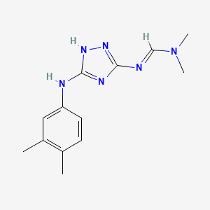 molecular formula C13H18N6 B2861373 (E)-N'-{5-[(3,4-二甲基苯基)氨基]-1H-1,2,4-三唑-3-基}-N,N-二甲基甲亚胺酰胺 CAS No. 328287-36-1