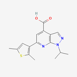 molecular formula C16H17N3O2S B2861381 6-(2,5-dimethylthiophen-3-yl)-1-(propan-2-yl)-1H-pyrazolo[3,4-b]pyridine-4-carboxylic acid CAS No. 924404-98-8