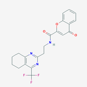 molecular formula C21H18F3N3O3 B2861385 4-氧代-N-(2-(4-(三氟甲基)-5,6,7,8-四氢喹唑啉-2-基)乙基)-4H-色烯-2-甲酰胺 CAS No. 1396863-83-4