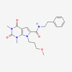molecular formula C21H26N4O4 B2861393 7-(3-methoxypropyl)-1,3-dimethyl-2,4-dioxo-N-phenethyl-2,3,4,7-tetrahydro-1H-pyrrolo[2,3-d]pyrimidine-6-carboxamide CAS No. 1021059-33-5