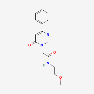 molecular formula C15H17N3O3 B2861398 N-(2-methoxyethyl)-2-(6-oxo-4-phenylpyrimidin-1(6H)-yl)acetamide CAS No. 1208618-14-7