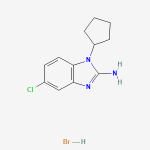 molecular formula C12H15BrClN3 B2861402 5-chloro-1-cyclopentyl-1H-benzo[d]imidazol-2-amine hydrobromide CAS No. 2411639-18-2