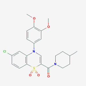 molecular formula C23H25ClN2O5S B2861406 [6-chloro-4-(3,4-dimethoxyphenyl)-1,1-dioxido-4H-1,4-benzothiazin-2-yl](4-methylpiperidin-1-yl)methanone CAS No. 1251604-69-9