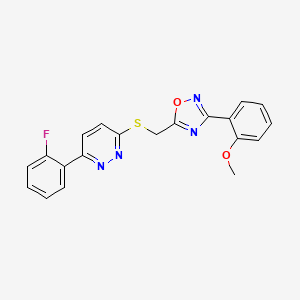 B2861412 3-(2-Fluorophenyl)-6-({[3-(2-methoxyphenyl)-1,2,4-oxadiazol-5-yl]methyl}thio)pyridazine CAS No. 1111000-22-6