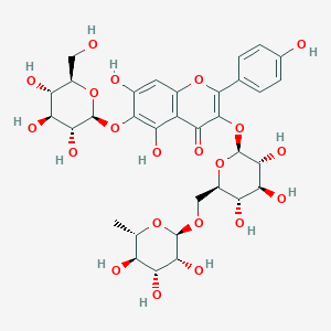 molecular formula C33H40O21 B2861417 4H-1-Benzopyran-4-one, 3-[[6-O-(6-deoxy-alpha-L-mannopyranosyl)-beta-D-glucopyranosyl]oxy]-6-(beta-D-glucopyranosyloxy)-5,7-dihydroxy-2-(4-hydroxyphenyl)- CAS No. 145134-63-0