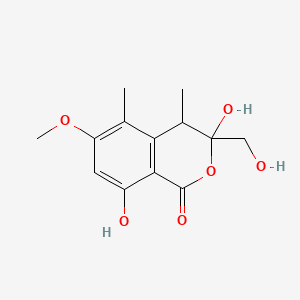 molecular formula C13H16O6 B2861427 3,4-dihydro-3,8-dihydroxy-3-(hydroxymethyl)-6-methoxy-4,5-dimethyl-1H-2-benzopyran-1-one CAS No. 1135775-06-2