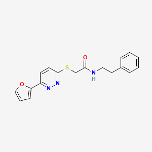 molecular formula C18H17N3O2S B2861429 2-((6-(furan-2-yl)pyridazin-3-yl)thio)-N-phenethylacetamide CAS No. 872704-01-3