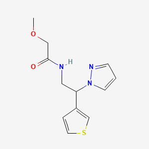 molecular formula C12H15N3O2S B2861430 N-(2-(1H-pyrazol-1-yl)-2-(thiophen-3-yl)ethyl)-2-methoxyacetamide CAS No. 2034546-93-3