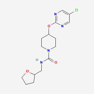 molecular formula C15H21ClN4O3 B2861432 4-(5-Chloropyrimidin-2-yl)oxy-N-(oxolan-2-ylmethyl)piperidine-1-carboxamide CAS No. 2415584-48-2