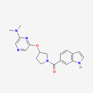 molecular formula C19H21N5O2 B2861433 (3-((6-(dimethylamino)pyrazin-2-yl)oxy)pyrrolidin-1-yl)(1H-indol-6-yl)methanone CAS No. 2034278-83-4