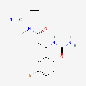 molecular formula C16H19BrN4O2 B2861443 3-(3-bromophenyl)-3-(carbamoylamino)-N-(1-cyanocyclobutyl)-N-methylpropanamide CAS No. 1445210-57-0