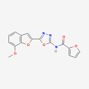 molecular formula C16H11N3O5 B2861445 N-[5-(7-methoxy-1-benzofuran-2-yl)-1,3,4-oxadiazol-2-yl]furan-2-carboxamide CAS No. 922017-36-5