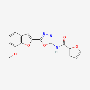 molecular formula C16H11N3O5 B2861445 N-(5-(7-甲氧基苯并呋-2-基)-1,3,4-噁二唑-2-基)呋喃-2-甲酰胺 CAS No. 922017-36-5