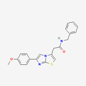 molecular formula C21H19N3O2S B2861448 N-benzyl-2-(6-(4-methoxyphenyl)imidazo[2,1-b]thiazol-3-yl)acetamide CAS No. 897460-70-7