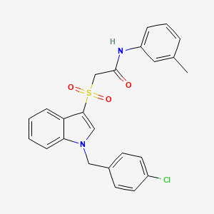 2-[1-[(4-chlorophenyl)methyl]indol-3-yl]sulfonyl-N-(3-methylphenyl)acetamide