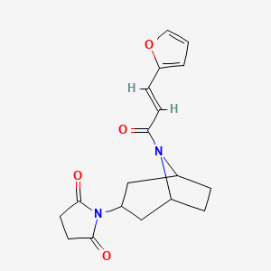 molecular formula C18H20N2O4 B2861452 1-((1R,5S)-8-((E)-3-(呋喃-2-基)丙烯酰)-8-氮杂双环[3.2.1]辛烷-3-基)吡咯烷-2,5-二酮 CAS No. 2063462-26-8
