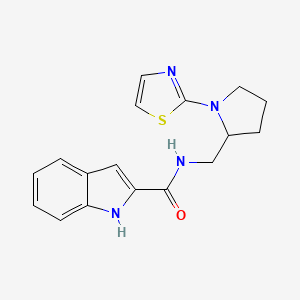 molecular formula C17H18N4OS B2861454 N-{[1-(1,3-thiazol-2-yl)pyrrolidin-2-yl]methyl}-1H-indole-2-carboxamide CAS No. 1705928-63-7