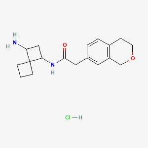 molecular formula C18H25ClN2O2 B2861456 N-(1-Aminospiro[3.3]heptan-3-yl)-2-(3,4-dihydro-1H-isochromen-7-yl)acetamide;hydrochloride CAS No. 2418675-68-8