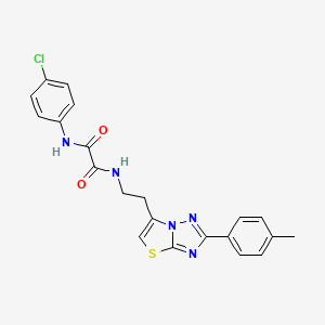 molecular formula C21H18ClN5O2S B2861457 N1-(4-chlorophenyl)-N2-(2-(2-(p-tolyl)thiazolo[3,2-b][1,2,4]triazol-6-yl)ethyl)oxalamide CAS No. 894030-42-3