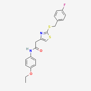 molecular formula C20H19FN2O2S2 B2861464 N-(4-ethoxyphenyl)-2-(2-((4-fluorobenzyl)thio)thiazol-4-yl)acetamide CAS No. 941875-50-9