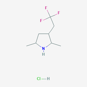 molecular formula C8H15ClF3N B2861469 2,5-Dimethyl-3-(2,2,2-trifluoroethyl)pyrrolidine hydrochloride CAS No. 1823577-84-9