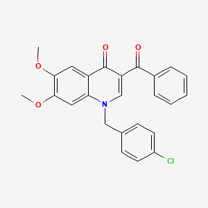 molecular formula C25H20ClNO4 B2861470 3-Benzoyl-1-[(4-chlorophenyl)methyl]-6,7-dimethoxy-1,4-dihydroquinolin-4-one CAS No. 866589-51-7