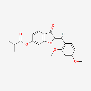 molecular formula C21H20O6 B2861483 (Z)-2-(2,4-dimethoxybenzylidene)-3-oxo-2,3-dihydrobenzofuran-6-yl isobutyrate CAS No. 858769-38-7