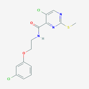 molecular formula C14H13Cl2N3O2S B2861484 5-chloro-N-[2-(3-chlorophenoxy)ethyl]-2-methylsulfanylpyrimidine-4-carboxamide CAS No. 1181555-13-4