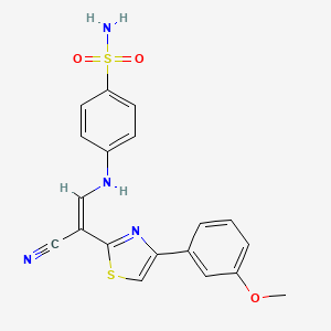 molecular formula C19H16N4O3S2 B2861488 (Z)-4-((2-氰基-2-(4-(3-甲氧基苯基)噻唑-2-基)乙烯基)氨基)苯磺酰胺 CAS No. 477187-25-0