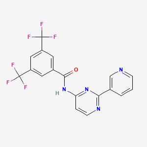 molecular formula C18H10F6N4O B2861502 N-[2-(pyridin-3-yl)pyrimidin-4-yl]-3,5-bis(trifluoromethyl)benzamide CAS No. 866143-29-5
