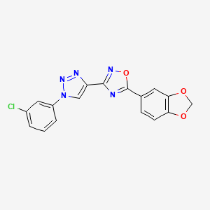 molecular formula C17H10ClN5O3 B2861511 5-(1,3-benzodioxol-5-yl)-3-[1-(3-chlorophenyl)-1H-1,2,3-triazol-4-yl]-1,2,4-oxadiazole CAS No. 1251619-37-0