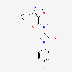 molecular formula C16H14FN3O3 B2861525 4-Cyclopropyl-N-[1-(4-fluorophenyl)-2-oxoazetidin-3-yl]-1,3-oxazole-5-carboxamide CAS No. 2223729-78-8