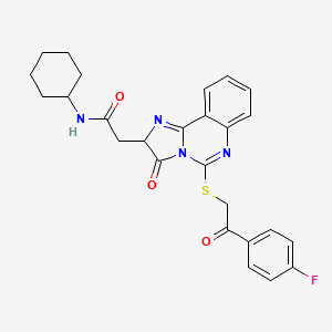 N-cyclohexyl-2-[5-[2-(4-fluorophenyl)-2-oxoethyl]sulfanyl-3-oxo-2H-imidazo[1,2-c]quinazolin-2-yl]acetamide